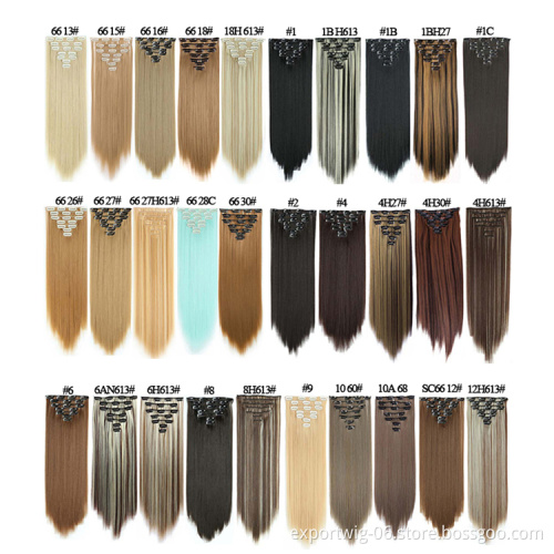 Synthetic clip in hair extension straight ponytail synthetic hair extension 7 piece clip in hair extensions